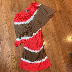 Tie dye one shoulder fitted dress xs